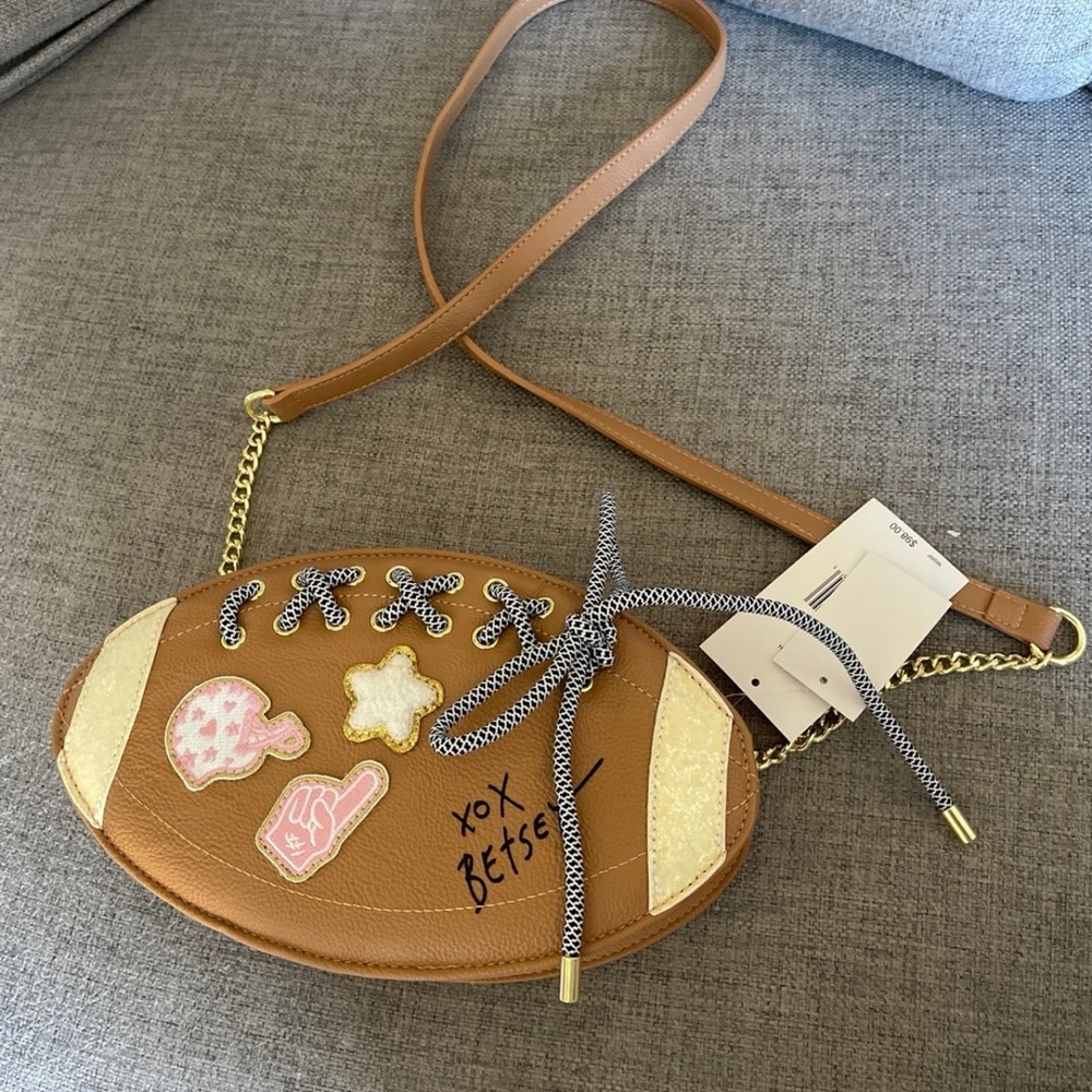 Betsey Johnson Brown Football Crossbody Bag